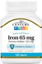 21st Century Iron 65 mg Ferros Sulfate 325 mg comprimate, 120 Count