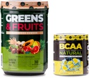 Nurology Greens & Fruits Powder-Natural Soursed Superfood, Vanilla Scorțișoară (30 Servings) BCAA Natural, Plant based BCAA Powder, Lemonade Flavor (30 Servings)