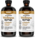Norm's Farms Wellness Black Elderberry Syrup with Honey, Scorțișoară & Cloves - Made in USA, Natural Immune Support, Fără Alcool sau Fillers, Gluten-Free, Non-GMO, Vegan, Pure Elderberry Syrup - 2PK 8 Oz