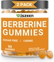 2 Pack Berberine Gummies, supliment Berberine fără zahăr 1500mg cu ceylon scorțișoară, Berberine Gummy pentru adulți