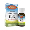 Carlson - Super Daily D3 + K2, 50 mcg D3 + 45 mcg MK-7, Heart & Bone Health, 90 picături lichide, 2,54 ml