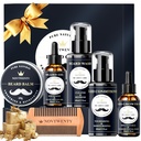 Kit de crestere barbă - 7 PC Kit, Include spălare, ulei, balsam, Comb, Set cutie cadou pentru bărbați