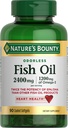 Ulei natural de pește fără bounty, 1200mg Omega-3 per servire Inclusiv EPA & DHA, Sprijină Sănătatea inimii, Purificat pentru a elimina mercur, Softgels acoperite, gluten gratuit, fără Shellfish, 90 Ct