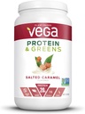 Vega Proteine și Verzi, Caramel sărat, Pudră de proteine Vegan, 20g Proteină pe bază de plante, Carb scăzut, Keto, Dairy Free, Gluten Free, Non OMG, Proteină de mazăre pentru femei și bărbați, 1.7 Lire (25 Servings)