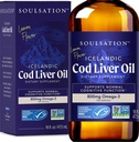 Liquid de ulei de ficat de cod islandez, Lemon (16oz) - Vitamine A & D, EPA & DHA - ajută Vision, Skin Membranes & Immune Function - MSC Certified, Non-GMO