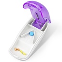 Pilula Cutter Splitter pentru pastile mici și mici, Pilula Cutter pentru tăiere vitamine tablete în jumătate, Pill Splitter cu Blade Guard, violet