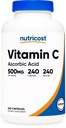 Nutricost Vitamina C 500mg, 240 capsule, vegetarian, gluten fără GMO