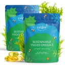 Calgee Vegan Omega 3-450mg DHA & EPA Acidi grași - Ulei de alge durabile - Alternativa de ulei de pește pe bază de plante - Softgels Caragenan-Free (120 Ct)