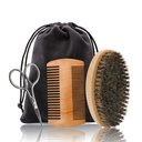 Perie de păr și pieptene barbă, foarfece Set pentru bărbați, Set include moale Boar Bristle Brush, Bambus Wide Dinte Comb, și mustață trimming foarfece, Întindeți și înmuiați barba