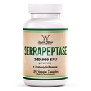 Serrapeptase 240.000 SPU Max Potency (120 Capsule Veggie) Enzimă  Proteolitică pentru sănătatea sinusală, respiratorie și articulară (fără GMO, gluten liber, seif vegetarian) de lemn dublu