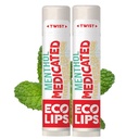 Eco Lips Certified Organic Balsam de buze medicamentate pentru rece Sores & Fever Blistere cu mentol, Tea Tree și Lemon Balm 2 pachet de Eco Lips 100% Natural. Made in USA
