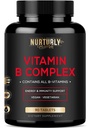 Vitamina B Complex - Conține toate vitaminele B esențiale - B1, B2, B3, B5, B6, B7, B9, B12 și Biotin - Super B vitamine complexe pentru energie, imunitate și suport de mood - 90 comprimate