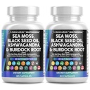 Clean Nutraceuticals Sea Moss Black Seed Oil Ashwagandha Turmeric Bladderwrack Braddock & Vitamina C Vitamina D3 cu Elderberry Manuka Yellow Dock Iod Clorofill ACV - 2Pack