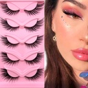 Fox Eye Lashes Wispy Genelases 19mm Long Cat Eye Angel Wing Lashes Faux Mink False Genelases Natural Look 5 Pairs pack (XF06)