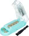 Pilula Cutter pentru mai multe pastile la un moment dat, Pilula Cutter Splitter pentru pastile mici și mici, Pilula Cutter pentru pastile mici sau mari, Pilula Splitter cu lama de oțel inoxidabil ascuțite ascunse (Blue+Clear)