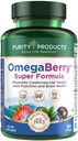 Purity Products OmegaBerry Fish Oil w/Vitamin D3 + Organic Acai Super Formula - 1875 mg of Concentrated, Molecularly Distilled, Ultra Pure Omega-3s 1080 mg EPA + 720mg DHA + 120 mg DPA - 90 Count