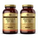 Solgar Triple Putere Omega 3 950 mg - 100 Softgels, Pachet de 2 - Suporturi Joint & Skin Health - Non-GMO, Gluten Free, Dairy Free - 200 Total Serviri