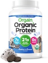 Orgain Organic Vegan Proteine pulbere, cookie-uri si frisca - 21g de proteine pe bază de plante, 7g Prebiotic Fiber, Net Carb, Nu Ingrediente Lactoză, Nu Adauga zahar, Non-GMO, Pentru Shakes & Smoothies, 2.03 lb