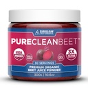PureClean Beet Premium Beet Juice Powder - 100% organic oxid de azot suport pentru Clinic-Proven 3X Circulație mai mare, Rezistență & Energie - Proudly rece-Pressed, Eco Friendly, SUA - 30 Servings