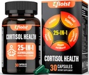 Supliment de cortizol pentru femei, 25-in-1 Reducator de cortizol pentru femei și bărbați, Suplimente de cortizol pentru bărbați cu Ashwagandha, Rhodiola Rosea, L-Theanină, pentru Mood, Focus, Sleep Support, 30 capsule