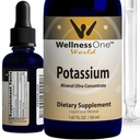 WellnessOne Ionic Potasiu Supplement - Clorura de potasiu picături pentru absorbţie rapidă - Boost Immune System & Muscle Function - Statele Unite testate, Vegan, Non-GMO, Gluten Free, Unflavored, 1.67 fl oz