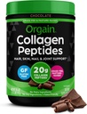 Orgain Hidrolized Colagen Peptides pulbere pentru femei si barbati, Ciocolata, 20g Grass Fed Colagen - par, piele, unghie, & Supliment de suport comun, Paleo & Keto, Non-GMO, Tip I si III, 1lb
