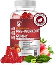 Gume naturale pure de pre-workout cu extract de cafea monohidrată și verde - energie, focalizare, Boost rezistenta, aromă de căpșuni, 60 gume