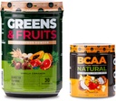 Nurology Greens & Fruits Powder-Natural Source Superfood, Vanilla Scorțișoară (30 Servings) BCAA Natural, Plant based BCAA Powder, Orange Coconut Flavor (30 Servings)
