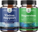 Bundle of complete eye Health Supplement for Adulți pentru vedere presiune ochi uscaţi şi protecţie albastru lumină şi mare absorbţie Complex de magneziu Supliment pentru digestia stomacului şi suport mood