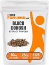 BulkSupplements.com Black Cohosh Extract pulbere - de la Black Cohosh Root, Herbal Supplement - Vegan & Gluten Free, 80mg per Serving, 250g (8.8 oz) (Pachet de 1)