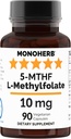 MONOHERB L-Metilfolat 5-MTHF 10 mg - 90 capsule vegetariene - Suplimentul cu Folat de metil