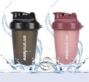 2 PACK Shaker Sticla Holds până la 17oz, Blending Ball Whisk, Portabil Pre Antrenament Proteine băutură Cupa, Mixes Cocktails Smoothies Shakes, BPA Free & Dishwasher Seif negru/Pink