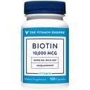 Vitamina Shoppe Biotin 1000MCG, Nutrient de sprijin metabolic pentru parul vibrant sanatos, sanatos Piele si unghii puternice, Productia de energie (120 capsule)