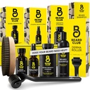 Barbă Club Advanced Barbă de creştere Kit - Derma Roller, ulei de creştere, vitamine şi vitamina Spray, Sampon şi Boar Bristle Brush - Set cadou - Cedar