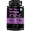 12-in-1 Melatonina capsule de somn - Ajutoare de somn naturale pentru adulții cu Melatonina 5mg și magneziu Glycinate 500mg, Sleep Aid cu Ashwagandha, L Theanin, Valerian Root, GABA, 5-HTP (90ct, Pachet de 1)