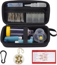 MGZNTY Travel Carrying Case Compatibile cu Astm Inhaler Spacer pentru Adulți și Copii, Mască, Inhaler Holder cu Astm Alert Tag și Card Medical, Carabiner (Numai Case) (Black)