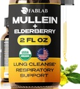 FabLab Mullein Leaf Extract cu Elderberry 2 Fl Oz - Made in USA - Drops for Better Lung - Mullein Tincture for Lung Detox - Bronchial Cleanse for Fumers - Respirator Herbal Supplement