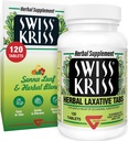 Comprimate Laxative Kriss Swiss Kriss Herbal, Laxative Gentle & Naturale pentru Constipație Relief pentru adulți și copii de peste vârsta 6, funcționează în 6-12 ore, Senna Laxative, 120 comprimate Total