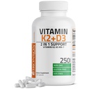Vitamina Bronson K2 (MK7) cu supliment D3 Non-GMO Formula 5000 UI Vitamina D3 & 90 mcg K2 MK-7 Easy to Swallow D & K Complex, 250 capsule
