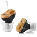 Amplificator de ajutor auditiv digital Premium - Invizibil în Canal (CIC) în-Ear Mini Sound Enhancer Set, Near-Invisible, Anulare zgomot, Amplificator de auz sonor personal - Ureche neagră, Pereche dreaptă și stângă