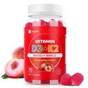 Vitamina D3 K2 Gummies - 90 Count de zahăr fără vitamina D3 9000 UI + K2(MK-7) 90 mcg pentru Bone & Immune Health, Vegan Chembable K2 D3 Supliment de vitamine pentru femei (Aroma piersicii)
