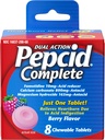 Pepcid Reductor complet de acid + Antiacid pentru Reflux acid, 10 mg Famotidină, 800 mg Carbonat de calciu & 165 mg Hidroxid de magneziu per comprimat de medicament pentru arsuri cardiace, Antiacid Chews, Berry, 8 ct