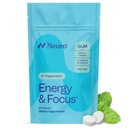 Neuro Energy & Focus Gum - 40mg Natural Caffeine Gum & Nootrop Energy Supplement with L-Theanin & B Vitamins - Sugar Free, Vegan - Peppermint, 90ct