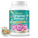 Orgain Organic Vegan Proteine Pulbere, Cereale Fruity - 21g Proteină pe bază de plante, 8g Fibră prebiotică, Carb net scăzut, Nu Ingrediente Lactoză, Nu Zahăr Adăugat, Non-GMO, Pentru Shakes & Smoothies, 2.03 lb