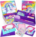 Original Stationery Unicorn Letter Writing Kit - 45-Piece Multi-Color Paper & Sticker Set cu Purple Storage Box - Pachete & Scrisoare pentru fete