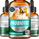 Probiotice Premium pentru câini, pisici - enzime digestive & Prebiotice Supliment - ajută la eliminarea diareei, vărsăturilor, stomacului, gazelor, constipației și respirației proaste - Suportă sistemul digestiv - 2 Fl Oz