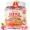 Vitamina D3 K2 Gumries 5000UI / 10000 UI cu 500mg Calciu + K2 (MK-7) 200mcg, magneziu, vitamina C & Zinc, extra Putere - Absorbenta finala pentru oase, mușchi, dinți, Vegan, 60 Count (Pachet de 1)