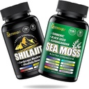 Sea Moss and shilajit Bundle - 90AD Count - Sea Moss, Black Seed Oil, Ashwagandha, Turmeric & Shilaj, Rhodiola Rosea,Burdock, Bladderwrack 21 in 1 Suplements (2 Packs)