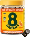 8Greens Fiber Super Greens Gummies  Digestive Health, Boost Immune System & Digestive Health with 8 Real Greens - Non-GMO Formula, Gummy, Tangerine Flavor, 50 Count