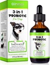 Probiotic pentru câini, Natural 3 din 1 Dog Picături Probiotice ajută la ameliorarea diareei, Suporturi Sanatate Gut, Itchy Skin, Alergii, Imunitate, Enzyme digestiv pentru Dog Supliment, Aroma Bacon - 60ml / 2 fl.oz